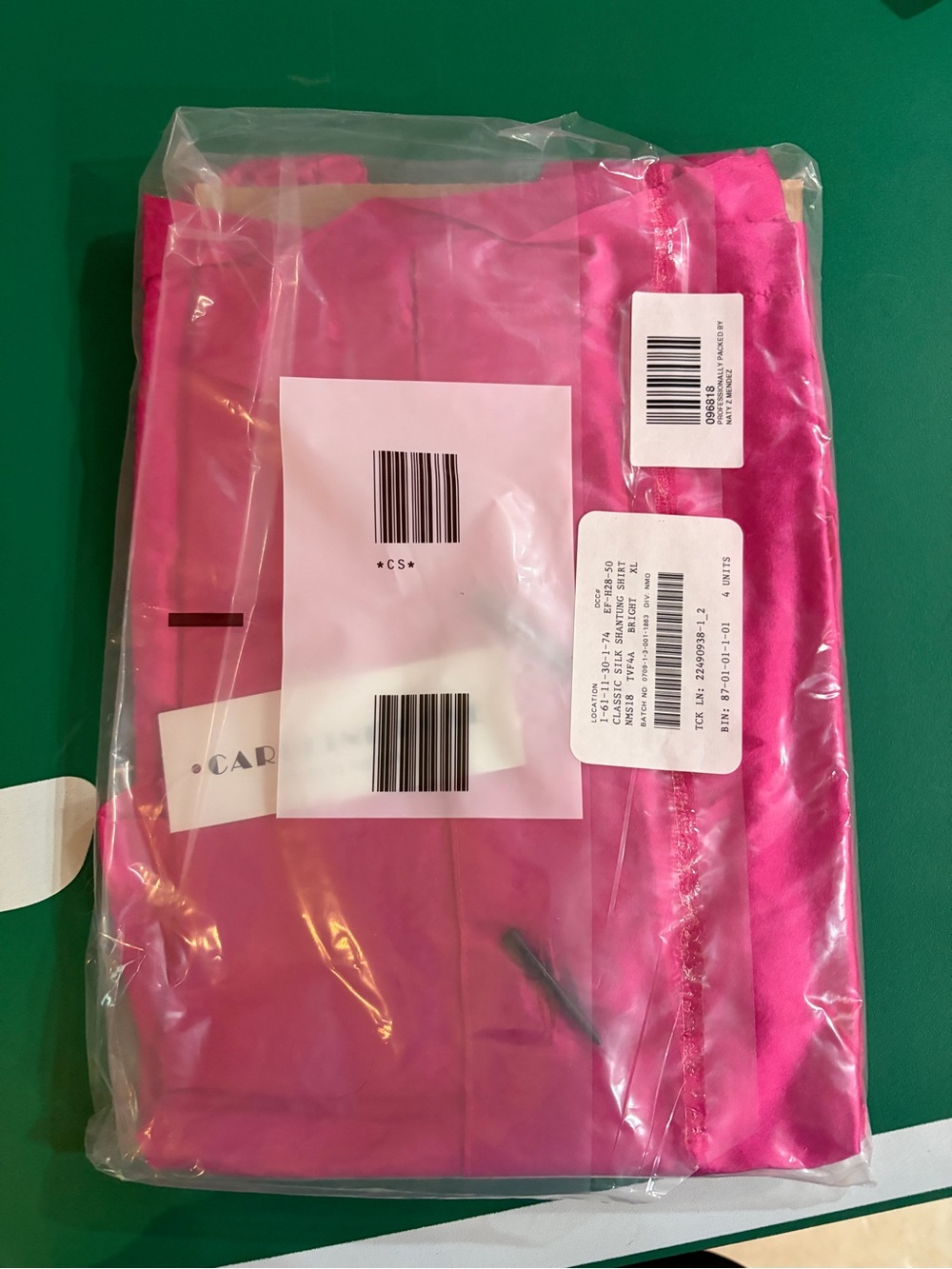 Caroline Rose Bright Pink Classic Silk Shantung Shirt Blouse XL NWT